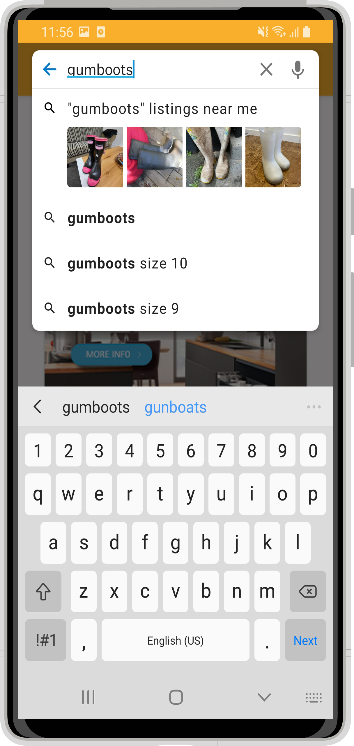 Keyword search using the Android app